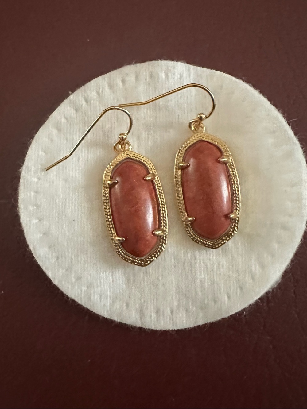 Gold Frame Stone Drop Earrings - Women's Jewelry